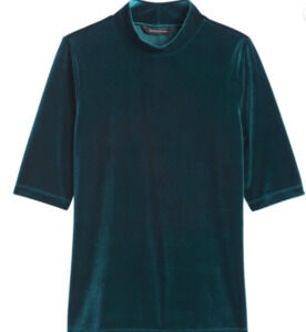Banana Republic Green Velvet Mock-Neck Top XL